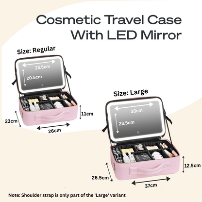 Portable  4 in 1 Cosmetic Case With LED Mirror Get Gorgeous on the Go