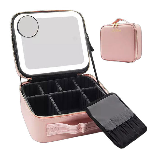 Portable  4 in 1 Cosmetic Case With LED Mirror Get Gorgeous on the Go