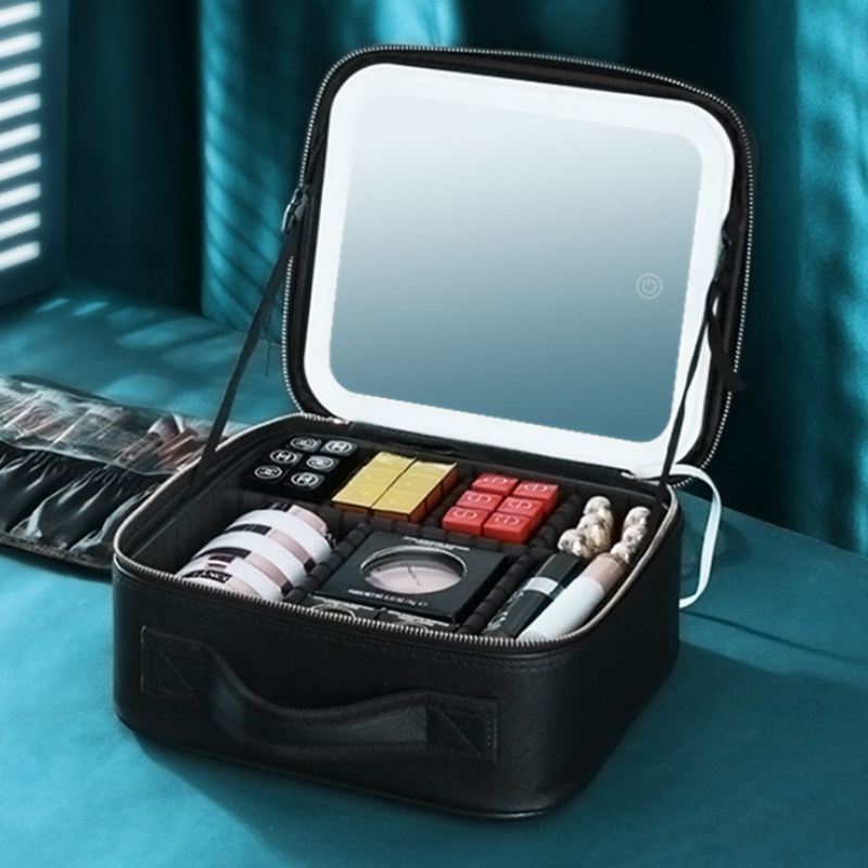 Portable  4 in 1 Cosmetic Case With LED Mirror Get Gorgeous on the Go