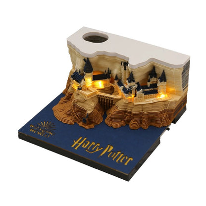 2025 Harry Potter Hogwarts Castle Calendar 3D Art Memo Pad Sticky Notes