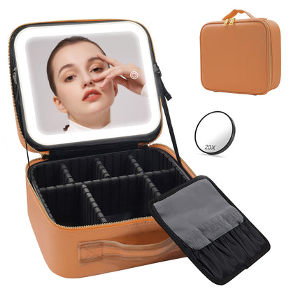 Portable  4 in 1 Cosmetic Case With LED Mirror Get Gorgeous on the Go