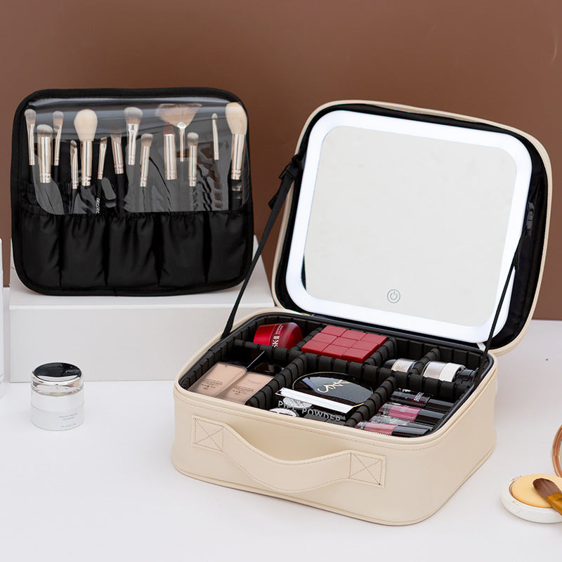 Portable  4 in 1 Cosmetic Case With LED Mirror Get Gorgeous on the Go