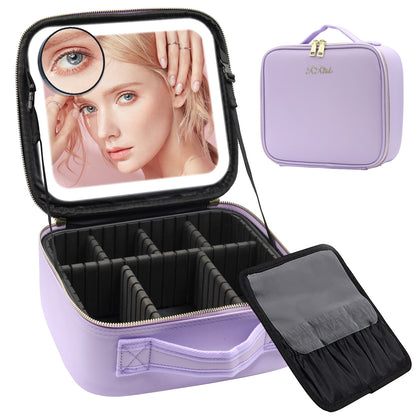 Portable  4 in 1 Cosmetic Case With LED Mirror Get Gorgeous on the Go