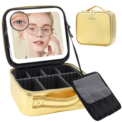 Portable  4 in 1 Cosmetic Case With LED Mirror Get Gorgeous on the Go