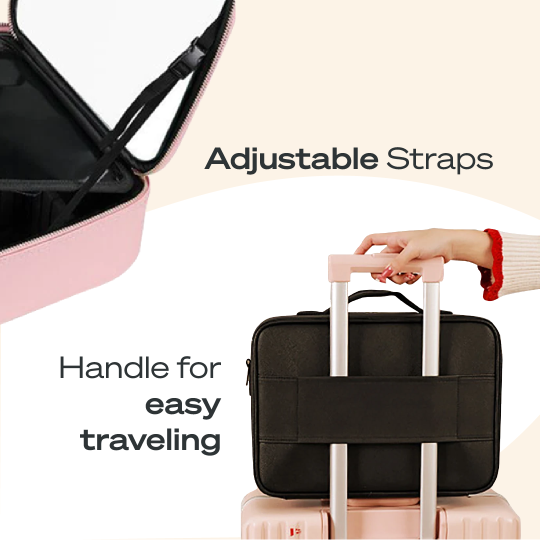 Portable  4 in 1 Cosmetic Case With LED Mirror Get Gorgeous on the Go