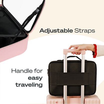 Portable  4 in 1 Cosmetic Case With LED Mirror Get Gorgeous on the Go