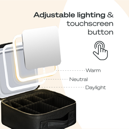 Portable  4 in 1 Cosmetic Case With LED Mirror Get Gorgeous on the Go