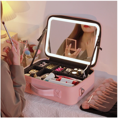 Portable  4 in 1 Cosmetic Case With LED Mirror Get Gorgeous on the Go